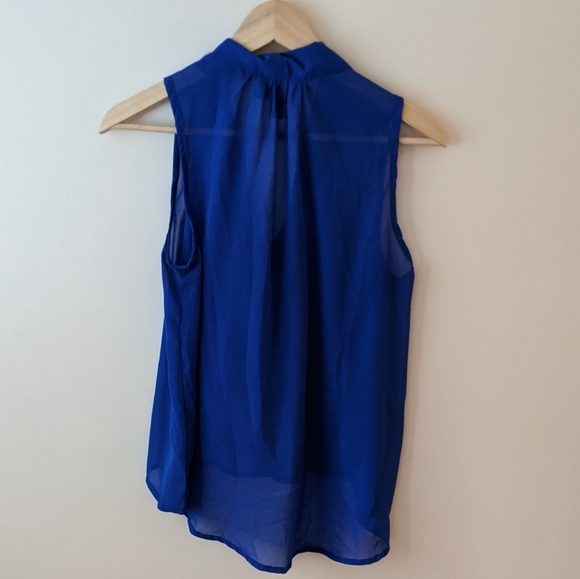 Sheer Blue Sleeveless Tank with Bow Detail - Picture 5 of 5